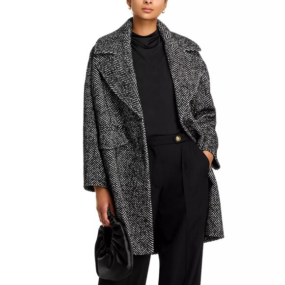 IRO Tares Notch Collar Coat in Black White, Size 42, New with Tag - Picture 2 of 11